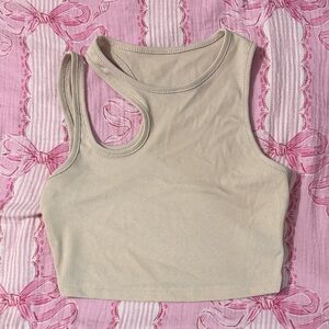 Beige Ribbed Tank Top